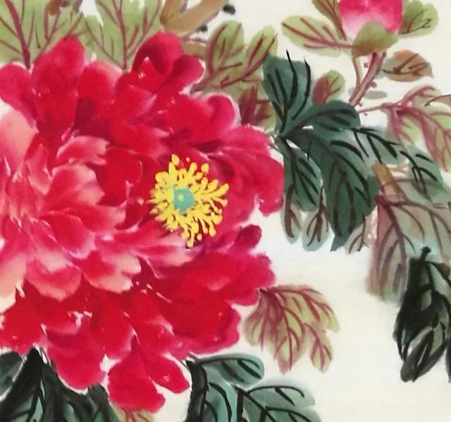 A peony of saturated red.