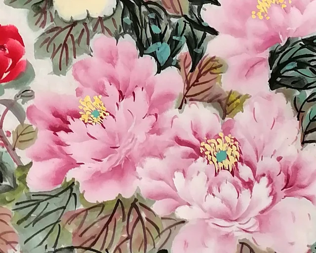 A cluster of pink peonies.