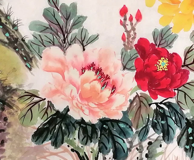 A single apricot-pink peony, soft as jade.