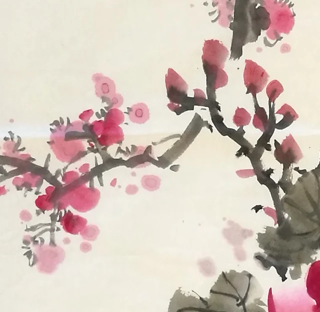 Red plum blossom washed in rouge.