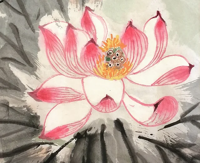 The white lotus, outlined in pale red.