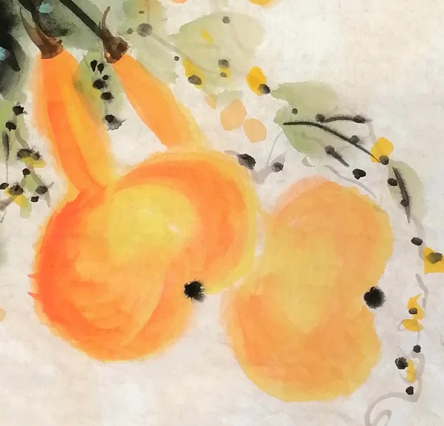 Two plump gourds washed in without outline.